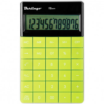 Калькулятор настольный Berlingo, 12 разр., двойное питание, 165*105*13мм, зелёный