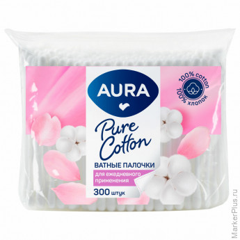 Ватные палочки КОМПЛЕКТ 300 шт., AURA, пакет, ш/к 11160, 13139 Ватные палочки КОМПЛЕКТ 300 шт., AURA, пакет, ш/к 11160, 13139