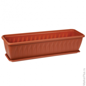 Кашпо-балконный ящик для цветов 10 л, с поддоном, "Алиция", 16х60х19 см, коричневое, IDEA, М 3215