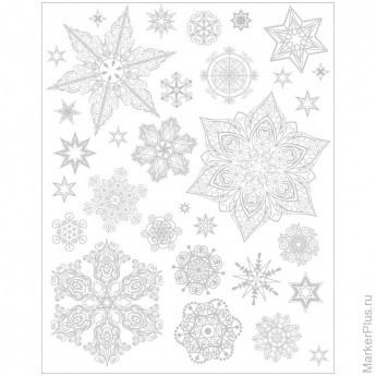 Новогоднее оконное украшение "Снежинки серебряные 2" 30*38 см