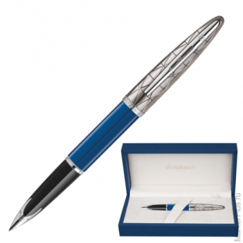 Ручка перьевая WATERMAN "Carene Lacquer ST", корпус синий лак, нержавеющая сталь, посеребренные дета