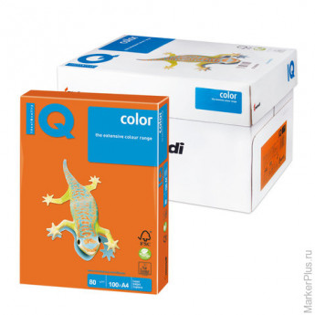 Бумага цветная IQ color, А4, 80 г/м2, 100 л., интенсив, оранжевая, OR43