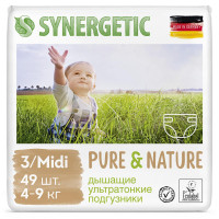 Подгузники SYNERGETIC Pure&Nature 3 / MIDI 49шт/уп, комплект 49 шт