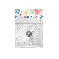 Бант для волос НАБОР 2 шт. и 1 шт., 10х8 см, на резинке, белый, АССОРТИ, MONTE VITA, 457119, комплект 2 шт