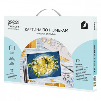 Картина по номерам на холсте ТРИ СОВЫ 'Лимоны', 30*40, с поталью, акриловыми красками и кистями