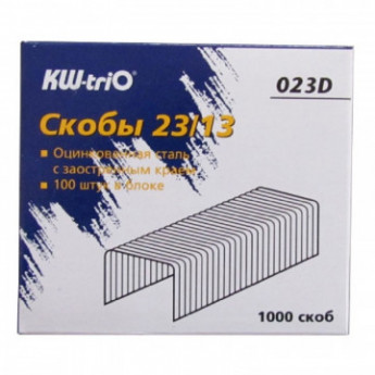 Скобы для степлера N23/13 KW-Trio 023D, оцинкованные 1000 шт в уп, комплект 1000 шт
