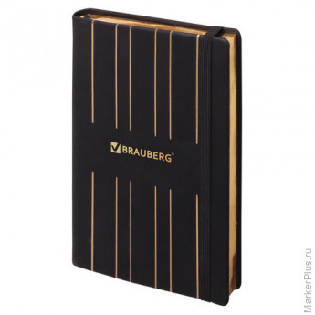 Блокнот А5 (135х205 мм), BRAUBERG "TOUCH", под кожу, 80 л., линия, черный, 113409