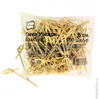 Пики для канапе Узелок 6 см, 100 шт/уп БАМБУК (123314), комплект 100 шт