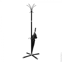 Вешалка-стойка "Классикс-ТМ3", 1,8 м, крестовина 70х70 см, 5 крючков + место для зонтов, металл, чер