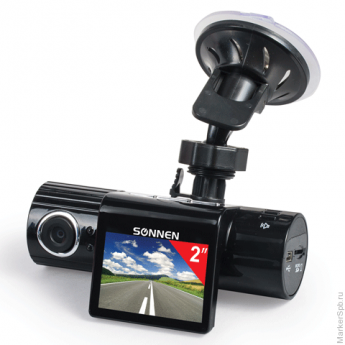 Видеорегистратор автомобильный SONNEN DVR-330, HD, 120°, экран 2'', microSD, 352856