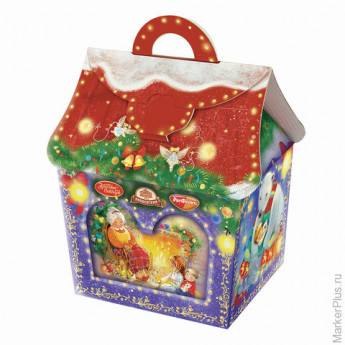 Подарок новогодний "У камина", 1000 г, набор конфет и пр., ассорти, картонная коробка, ОК18779