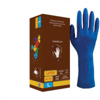 Перчатки латексные смотровые КОМПЛЕКТ 25пар(50шт), L (большой), синие, SAFE&CARE High Risk DL 215, комплект 50 шт