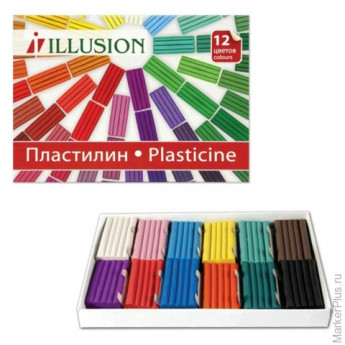 Пластилин классический ГАММА "Illusion", 12 цветов, 168 г, картонная упаковка, 280003