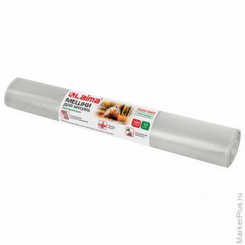 Мешки для мусора прозрачные ПРОЧНЫЕ 160 л, в рулоне 10 шт., ПВД 50 мкм, 90х110 см, LAIMA, 609210