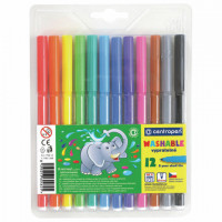 Фломастеры 12 ЦВЕТОВ CENTROPEN 'Washable', смываемые, вентилируемый колпачок, 7790/12TP, 7 7790 1285