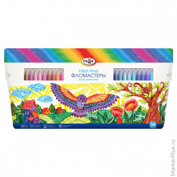 Фломастеры Гамма "Классические", 36цв., смываемые, картон. упак., европодвес Фломастеры Гамма "Классические", 36цв., смываемые, картон. упак., европодвес