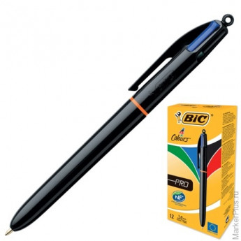 Ручка шариковая автоматическая BIC "4 Colours Pro", 4 цвета (синий, черный, красный, зеленый), узел 1 мм, линия письма 0,32 мм, 902129