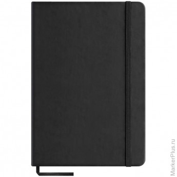 Записная книжка А5 96л., кожзам "Classic Velvet", черный, тонир.блок, ляссе, на резинке, карман