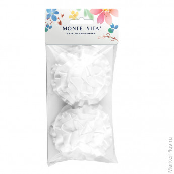 Банты для волос НАБОР 2 шт., 10 см на резинке, белый, АССОРТИ, MONTE VITA, 457122, комплект 2 шт