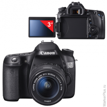 Фотоаппарат зеркальный CANON EOS 70D, 18-55 мм, IS STM, 20,2 Мп, 3" ЖК-монитор поворотный, Full HD, Wi-Fi