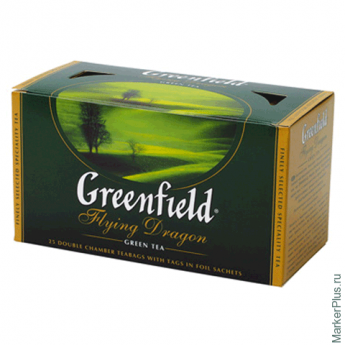 Чай GREENFIELD (Гринфилд) "Flying Dragon", зеленый, 25 пакетиков в конвертах по 2 г