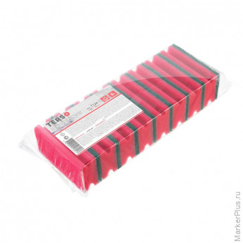 Губки для мытья посуды Т124 д/сложных загрязнений 130х70х45 красные 8шт/уп, комплект 8 шт