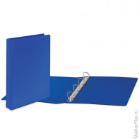 Папка на 4 кольцах BRAUBERG, картон/ПВХ, с передним прозрачным карманом, 50 мм, синяя, до 300 листов, 223530