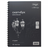 Альбом для графики, 30л., А4, на спирали Гамма 'Студия', черный, 140г/м3