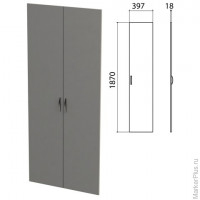 Дверь ЛДСП высокая "Этюд", КОМПЛЕКТ 2шт, (ш397*г18*в1870 мм), серый 03, 400012, ш/к 30511, комплект 2 шт