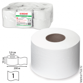 Бумага туалетная 200 м, LAIMA (T2), ADVANCED, 1-слойная, цвет белый, КОМПЛЕКТ 12 рулонов, 126093, комплект 12 шт