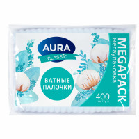 Ватные палочки КОМПЛЕКТ 400 шт., AURA CLASSIC, пакет, ш/к 27376, 14853 Ватные палочки КОМПЛЕКТ 400 шт., AURA CLASSIC, пакет, ш/к 27376, 14853
