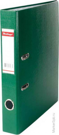 Папка-регистратор 50мм, бумвинил, с карманом на корешке, зеленая