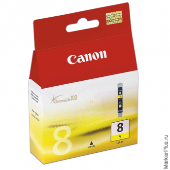 Картридж струйный CANON (CLI-8Y) Pixma iP4200/4300/4500/5200/5300, желтый, оригинальный, 0623В024