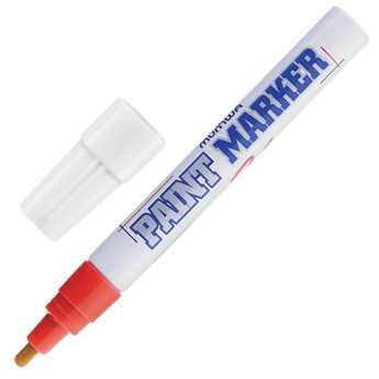 Маркер-краска лаковый (paint marker) MUNHWA, 4 мм, КРАСНЫЙ, нитро-основа, алюминиевый корпус, PM-03