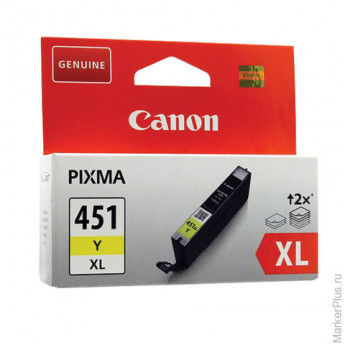 Картридж струйный CANON (CLI-451Y XL) PIXMA MX724/924/iX6840, желтый, оригинальный, ресурс 700 стр.,