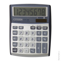 Калькулятор настольный Citizen CDC-80, 8 разр., двойное питание, 109*135*25мм, серебристый