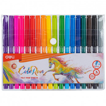 Фломастеры набор Deli ColoRun вентилир. 18цв.пакет с европодвес., EC10013