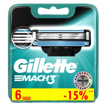 Кассеты для бритья сменные Gillette 'Mach 3', 6шт., комплект 6 шт