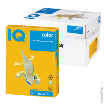Бумага IQ (АйКью) color, А4, 80 г/м2, 100 л., интенсив солнечно-желтая, SY40