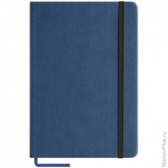 Записная книжка А5 96л., кожзам "Classic Velvet", синий, тонир.блок, ляссе, на резинке, карман