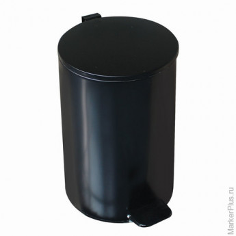 Ведро-контейнер для мусора с педалью УСИЛЕННОЕ, 20 л, кольцо под мешок, черное, оцинкованная сталь
