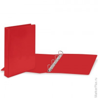 Папка на 4 кольцах BRAUBERG, картон/ПВХ, с передним прозрачным карманом, 50 мм, красная, до 300 листов, 223531
