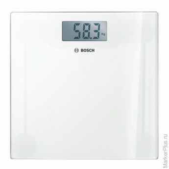 Весы напольные BOSCH PPW3300, электронные, вес до 180 кг, квадратные, стекло, белые