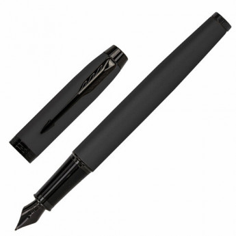 Ручка перьевая PARKER 'IM Achromatic Black BT', корпус черный матовый, нержавеющая сталь, синяя, 2127741