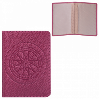 Обложка для паспорта FABULA "Talisman", натуральная кожа, геометрическое тиснение, малиновая, O.65.S