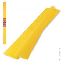 Цветная бумага крепированная BRAUBERG, плотная, растяжение до 45%, 32 г/м2, рулон, желтая, 50х250 см, 126529