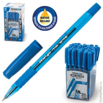 Ручка шариковая масляная PENSAN "MY CLUB", корпус тонированный, толщина письма 0,7 мм, синяя, 2232