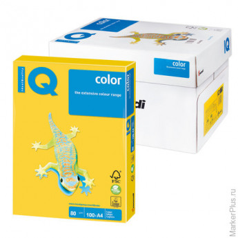 Бумага IQ (АйКью) color, А4, 80 г/м2, 100 л., интенсив ярко-желтая, IG50