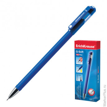 Ручка гелевая ERICH KRAUSE "G-SOFT", корпус синий, игольчатый пишущий узел, 0,25 мм, синяя, 39206