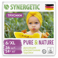 Подгузники -трусики для детей SYNERGETIC Pure&Nature 6 / XL 36шт/уп, комплект 36 шт
